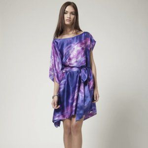 Zoa Purple Silk Tie Dye Dress